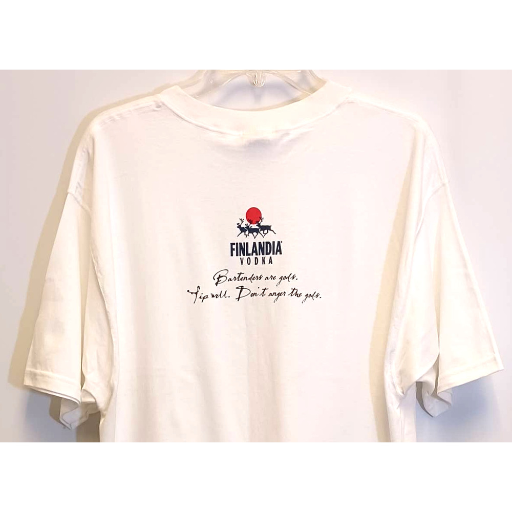 90s XL BARTENDERS ARE GODS Graphic T-Shirt from Finlandia Vodka - NEW & RARE